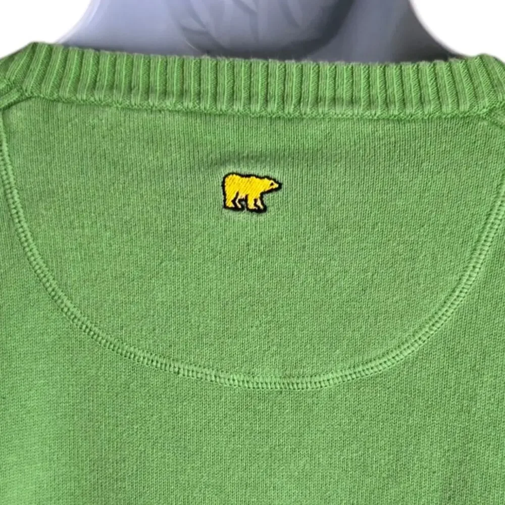 Jack Nicklaus Mens Preppy V Neck Sweater Size Large Green‎ Cotton Knit Pullover